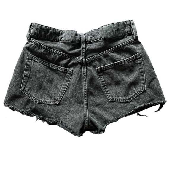 H&M Denim High Rise Distressed Cut Off Jean Vintage Shorts Summer Casual Black 6 - Picture 2 of 9